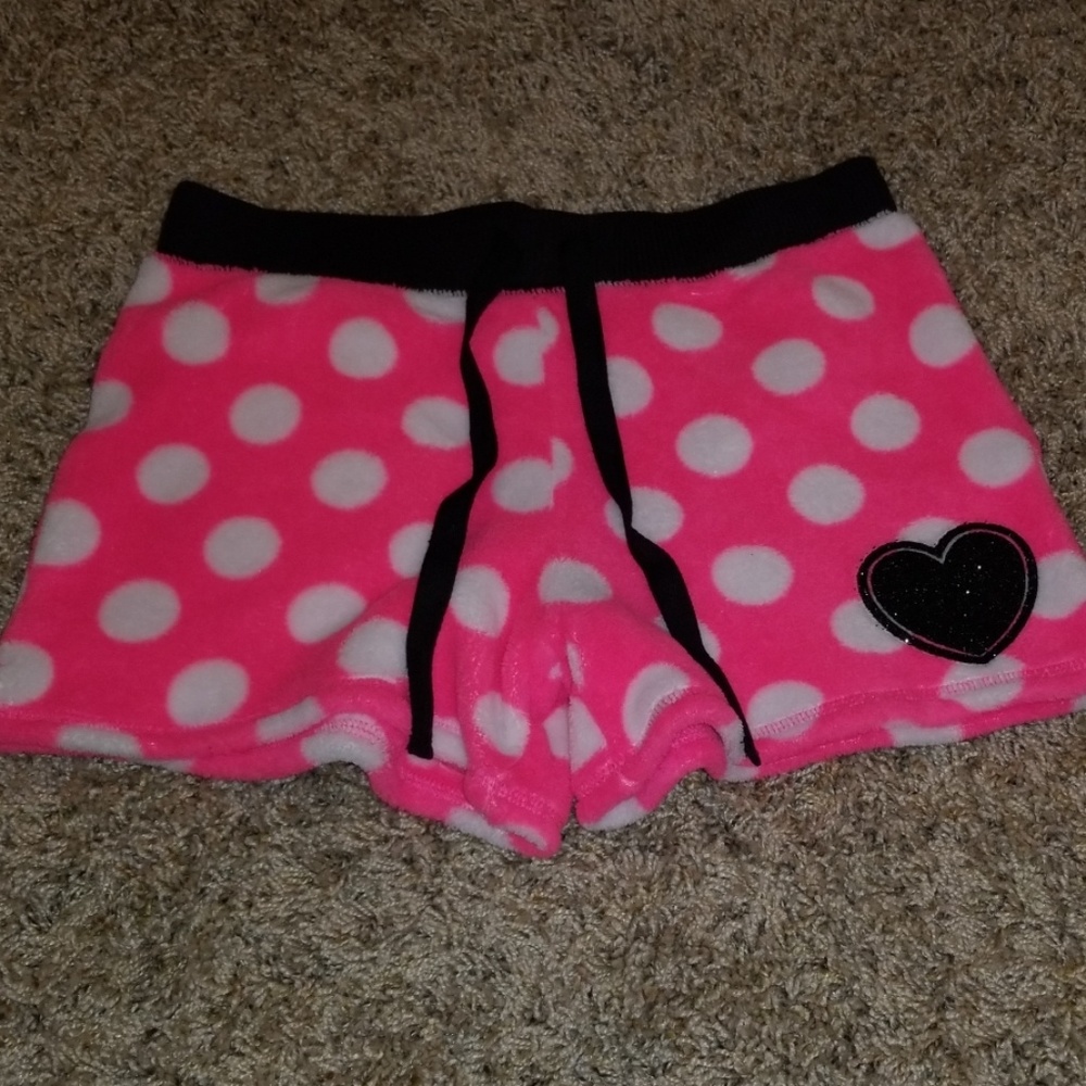 Pink and white polka dot sleep shorts